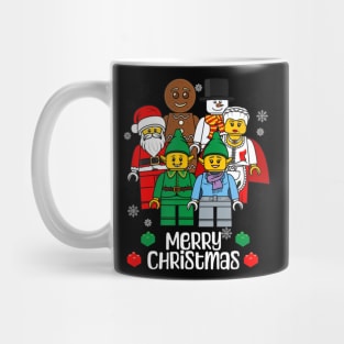 Merry Christmas Building Bricks Santa Elf Snowman Figures Mug